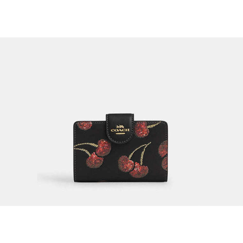 Coach Medium Corner Zip Wallet With Cherry Print